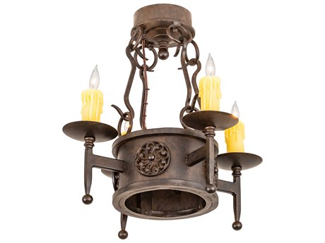 Meyda Lorenzo 4-Light Chocolate Brown Semi Flush Mount