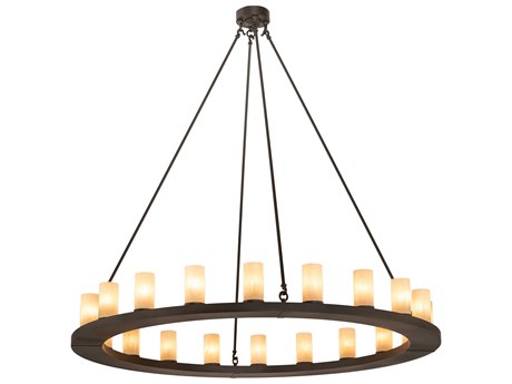 Meyda Loxley 20-Light Oil Rubbed Bronze Off White Cylinder Round Chandelier