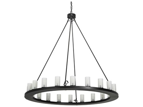 Meyda Loxley 20-Light Blackwash Glass Cylinder Round Chandelier