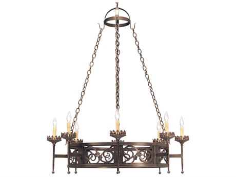 Meyda Majella 8-Light Gilded Tobacco Brown Candelabra Round Chandelier