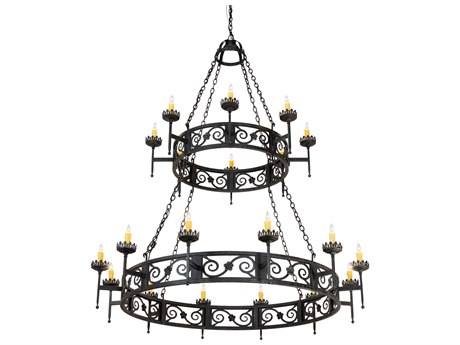 Meyda Majella 20-Light Black Ivory White Candelabra Round Chandelier