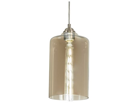 Meyda Mersch 1-Light Brushed Nickel Glass Cylinder Lantern Mini Pendant