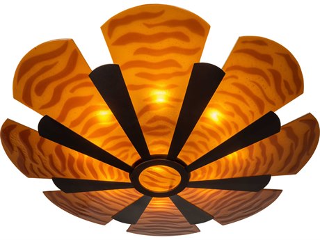 Meyda Metro Fusion 6-Light Mahogany Bronze Brown Glass Round Semi Flush Mount