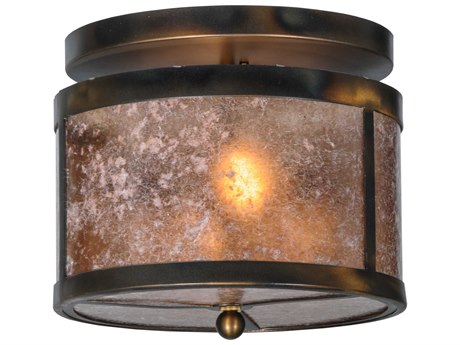 Meyda Mica 11" 2-Light Copper Cylinder Semi Flush Mount