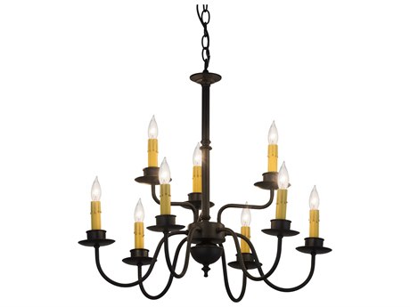 Meyda 9-Light Black Glass Candelabra Chandelier