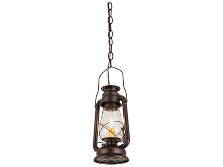 Meyda 1-Light Bronze Glass Lantern Mini Pendant