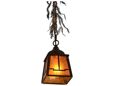 Meyda Pine Branch Valley View 1-Light Copper Glass Mini Pendant