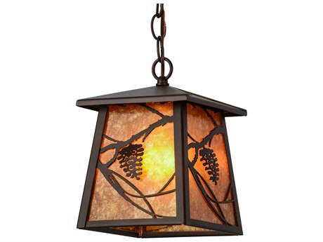 Meyda Whispering Pines 1-Light Bronze Glass Mini Pendant
