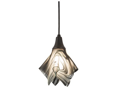 Meyda Metro Fusion 1-Light Black Glass Mini Pendant