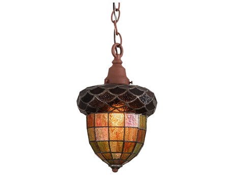 Meyda Acorn 1-Light Brown Glass Tiffany Bell Mini Pendant