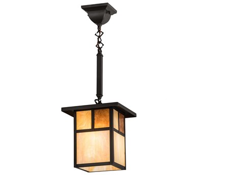 Meyda Hyde Park T Mission 1-Light Brown Glass Mini Pendant