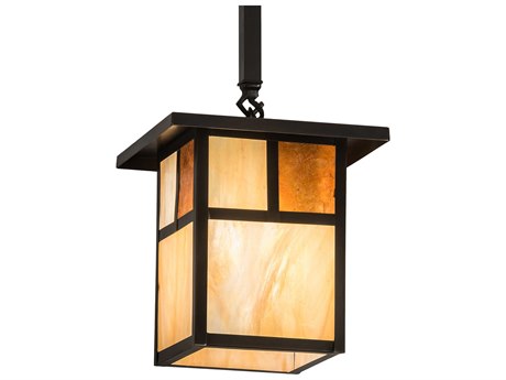 Meyda Hyde Park T Mission 1-Light Brown Glass Mini Pendant