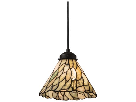Meyda Willow 1-Light Black Glass Tiffany Mini Pendant