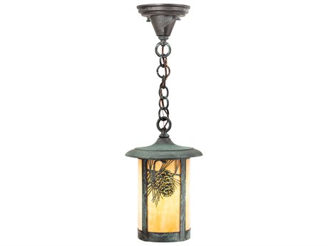 Meyda 1-Light Green Glass Cylinder Mini Pendant