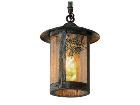 Meyda 1-Light Green Glass Cylinder Mini Pendant