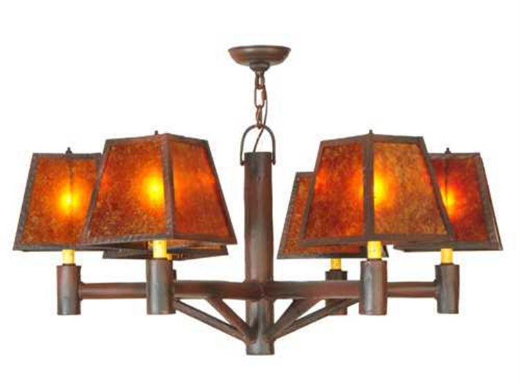 Meyda Mission 6-Light Red Geometric Chandelier