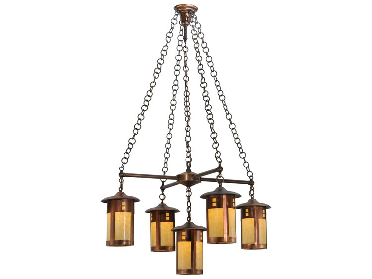Meyda Mission 5-Light Red Cylinder Chandelier