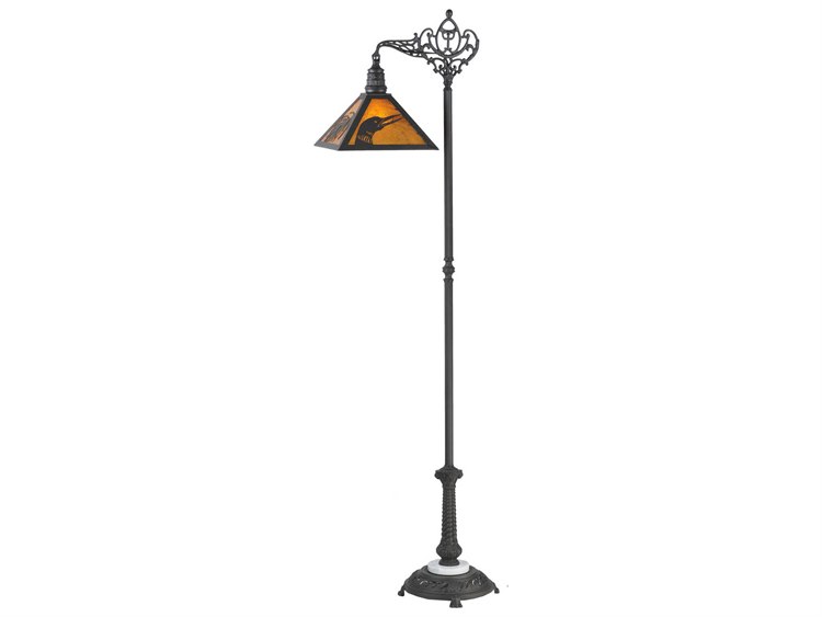 Meyda Loon Pine Needle Black Glass Floor Lamp | 107463