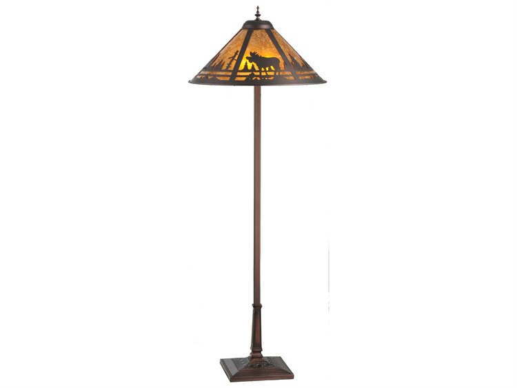 Meyda Moose Creek Brown Bronze Glass Floor Lamp