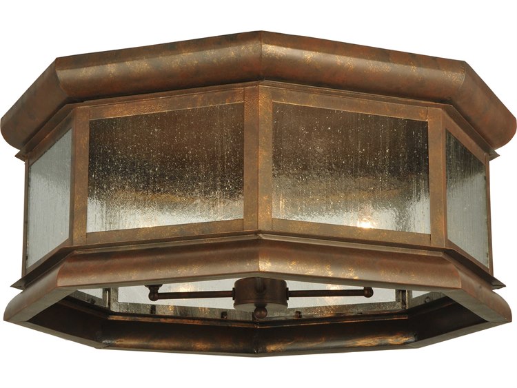 Meyda Mission 4-Light Red Drum Flush Mount