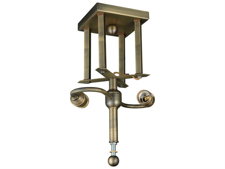 Meyda Mission 2-Light Brass Flush Mount