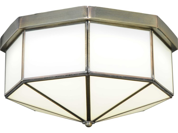 Meyda Mission 1-Light Brass Drum Flush Mount
