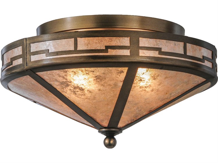 Meyda Mission 2-Light Copper Flush Mount