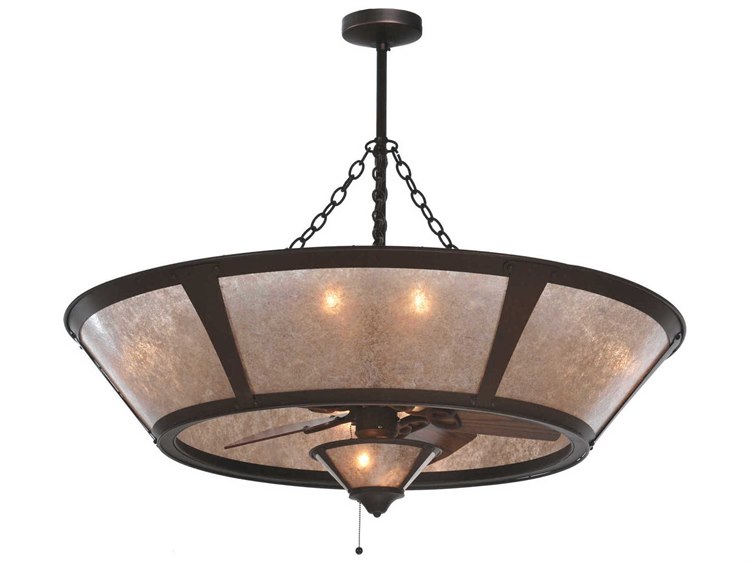 Meyda Van Erp Silver Mica with Fan Light 10 - Light Chandel-Air