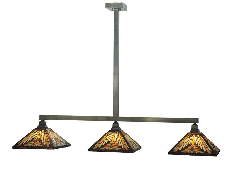 Meyda Nuevo Mission 3-Light Bronze Tiffany Lantern Island Pendant