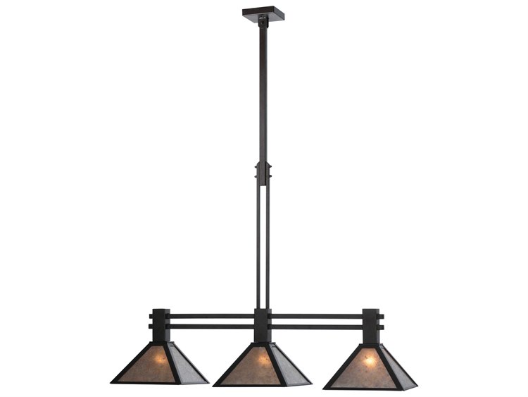 Meyda Mission 3-Light Black Geometric Island Pendant