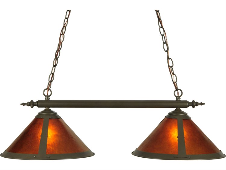 Meyda Mission 2-Light Bronze Bell Island Pendant