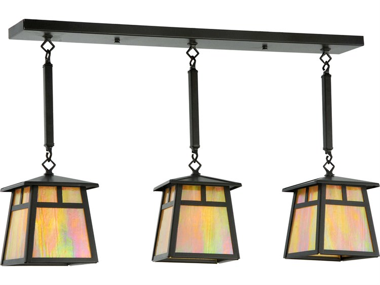 Meyda Mission 3-Light Bronze Geometric Lantern Island Pendant