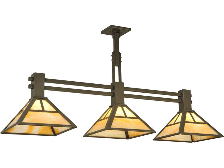 Meyda Mission 3-Light Bronze Geometric Island Pendant