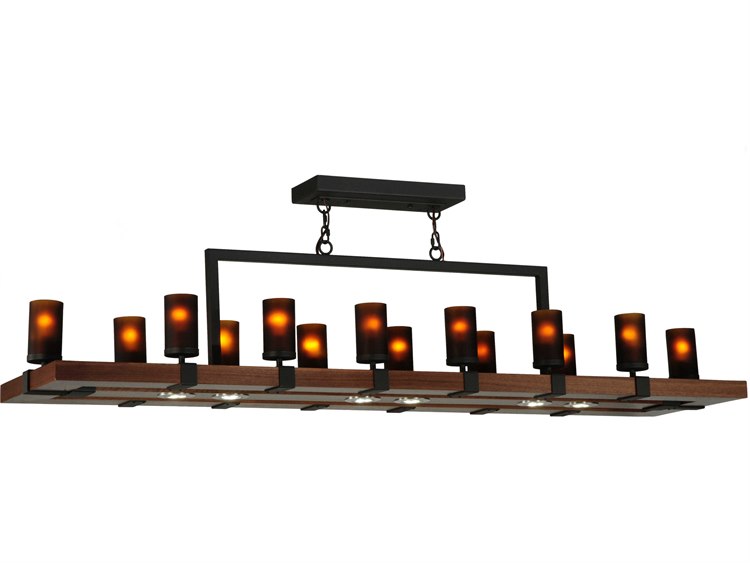 Meyda Mission 1-Light Brown Glass LED Cylinder Island Pendant