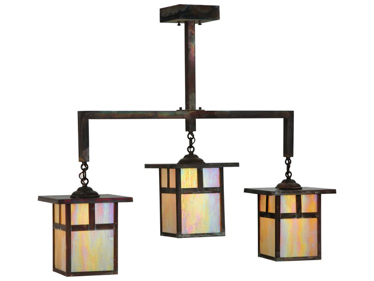 Meyda Mission 3-Light Brown Geometric Lantern Island Pendant