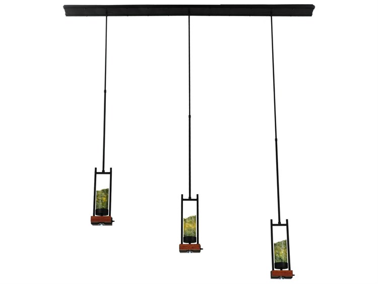 Meyda Mission 3-Light Black Cylinder Island Pendant