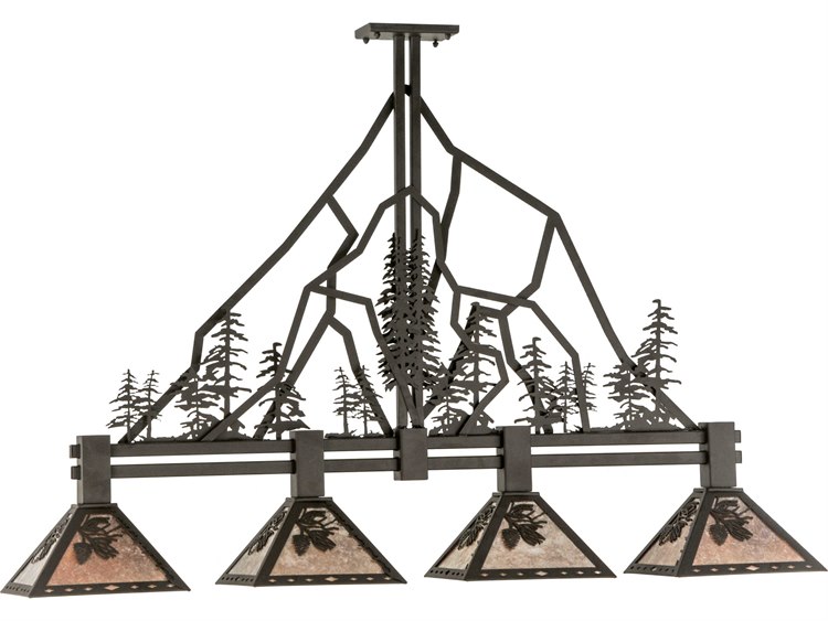 Meyda Mission 4-Light Bronze Geometric Island Pendant