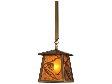 Meyda Whispering Pines 10" 1-Light Copper Lantern Mini Pendant