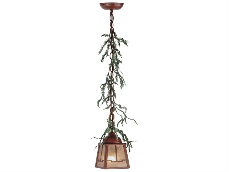 Meyda Pine Branch Valley View 1-Light Red LED Geometric Lantern Mini Pendant