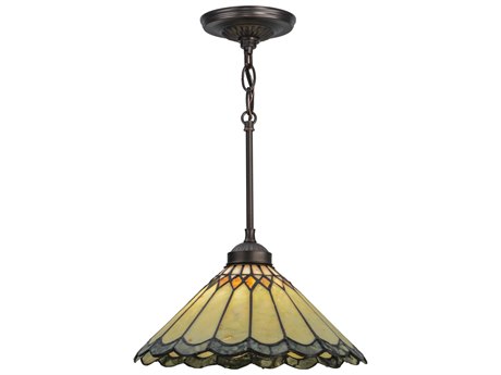 Meyda Carousel 12" 1-Light Bronze Tiffany Mini Pendant