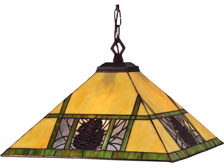 Meyda Mission 4-Light Yellow Tiffany Geometric Pendant