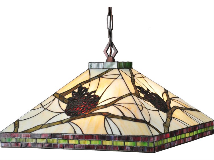 Meyda Mission 4-Light Yellow Tiffany Geometric Pendant