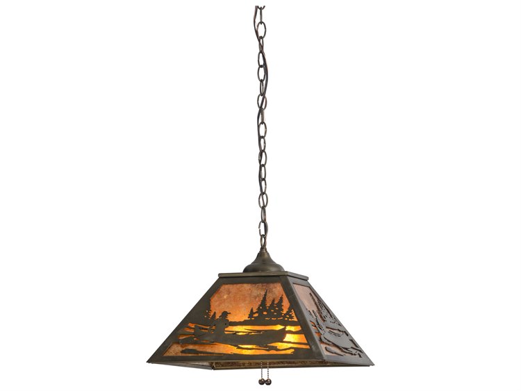 Meyda Canoe At Lake 2-Light Copper Geometric Pendant