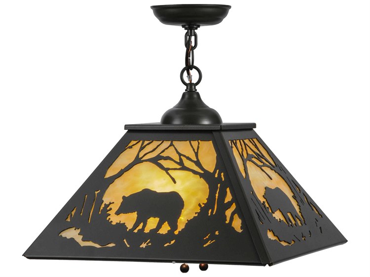 Meyda Bear At Dawn 2-Light Bronze Pendant