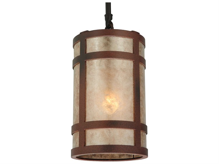 Meyda Mission 1-Light Red Cylinder Pendant