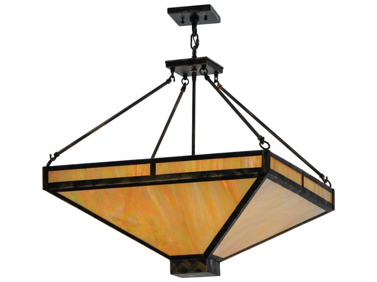 Meyda Mission 4-Light Brown Geometric Pendant