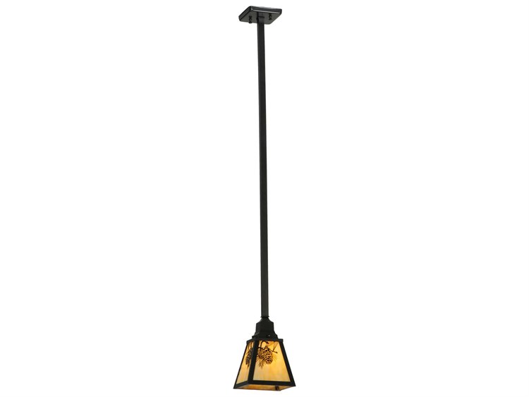 Meyda Mission 1-Light Brown Geometric Lantern Pendant
