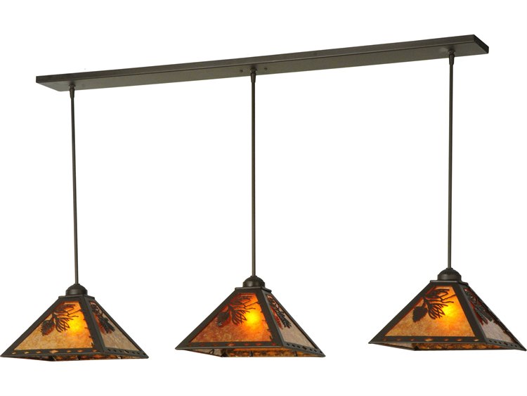 Meyda Mission 3-Light Bronze Geometric Pendant