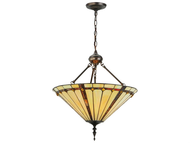 Meyda Belvidere 3-Light Bronze Tiffany Pendant