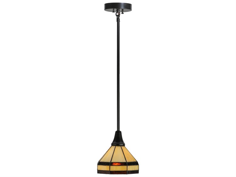 Meyda Mission 1-Light Black Tiffany Geometric Pendant